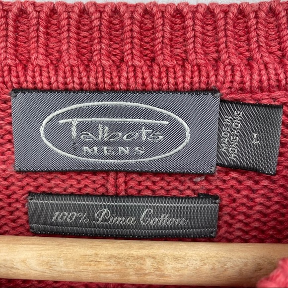 Talbots Mens Pima Cotton Crewneck Sweater Size Large Coral Orange - Picture 3 of 16